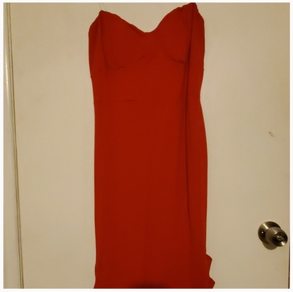 Red Strapless Cutout Bodycon Dress - Picture 2 of 2